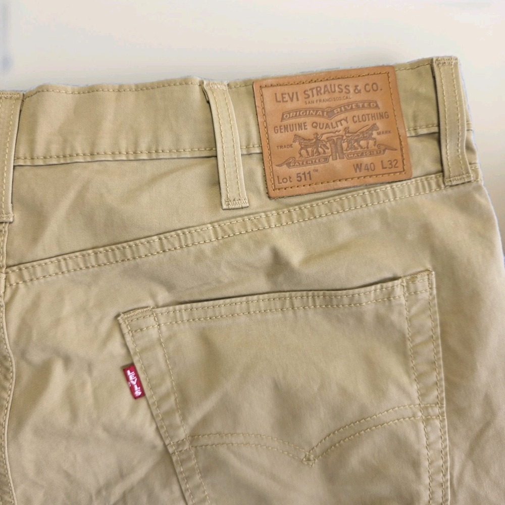Levi's 511 Big E Slim Fit Men's Jeans 40x32 Khaki Tan Stretch Casual Pants - Picture 2 of 13